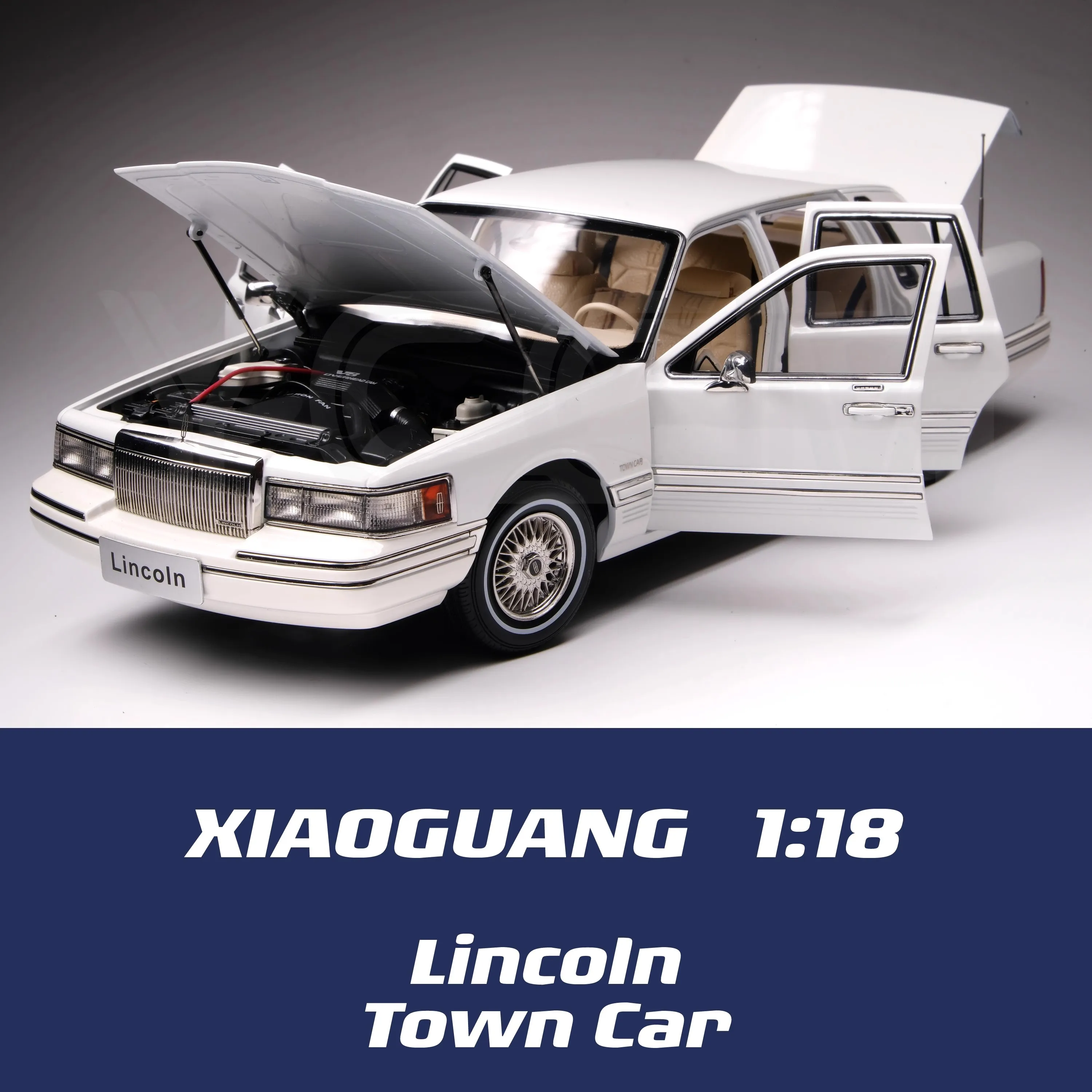 Xioaguang 1/18 City Lincon Towncar Simulation Alloy Fully Open Car Model Room Ornament Display Cars Model Boy Collection Gift