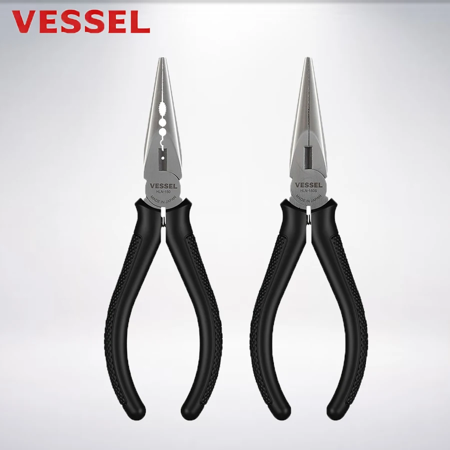 

VESSEL Precision Long Reach Needle Nose Pliers with Muti-Purpose of Wire Cutting, Bending, Crimping HLN-150 HLN-150S