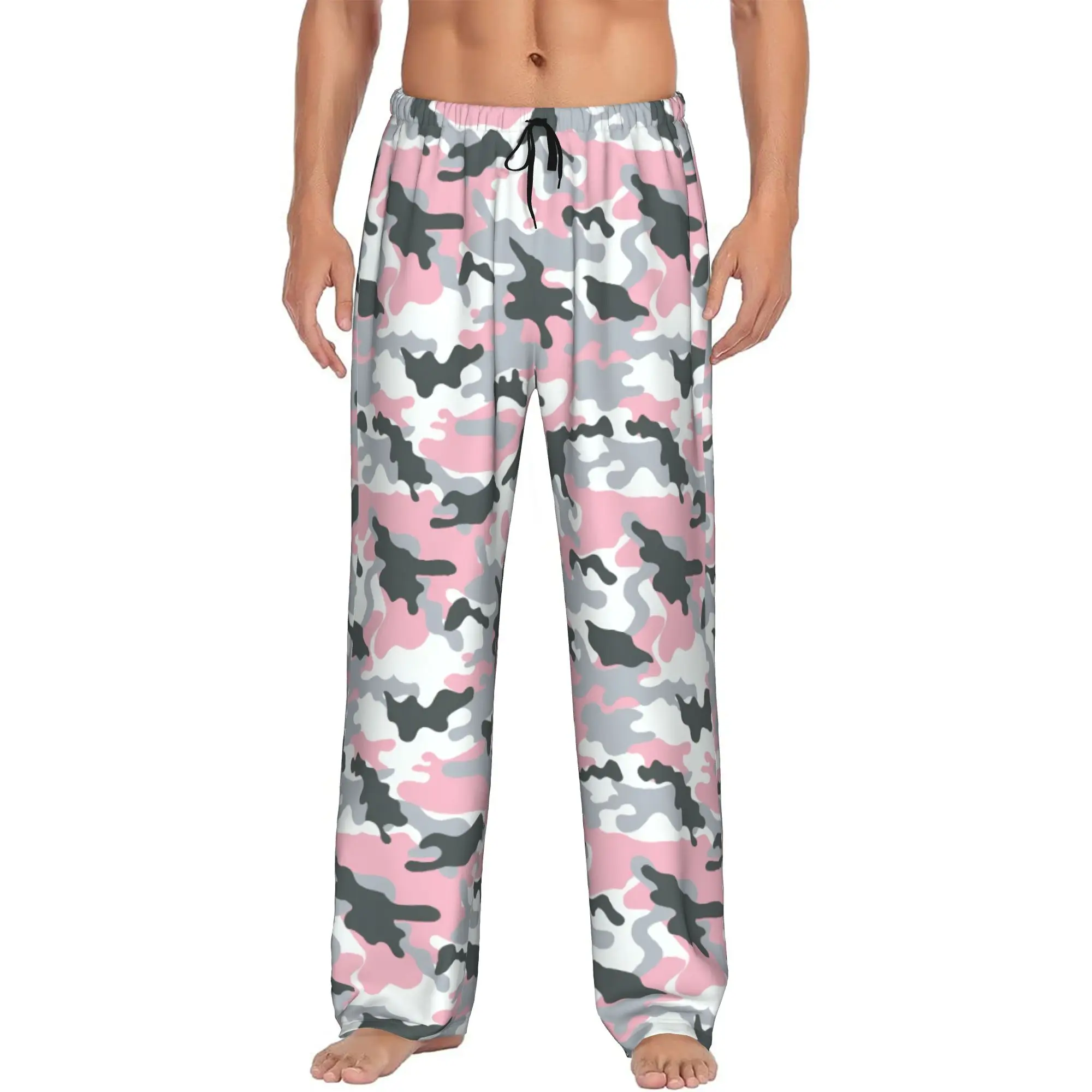 Custom Printed Men's Camo Camouflage Pajama Pants  Sleepwear Sleep Lounge Bottoms with Pockets