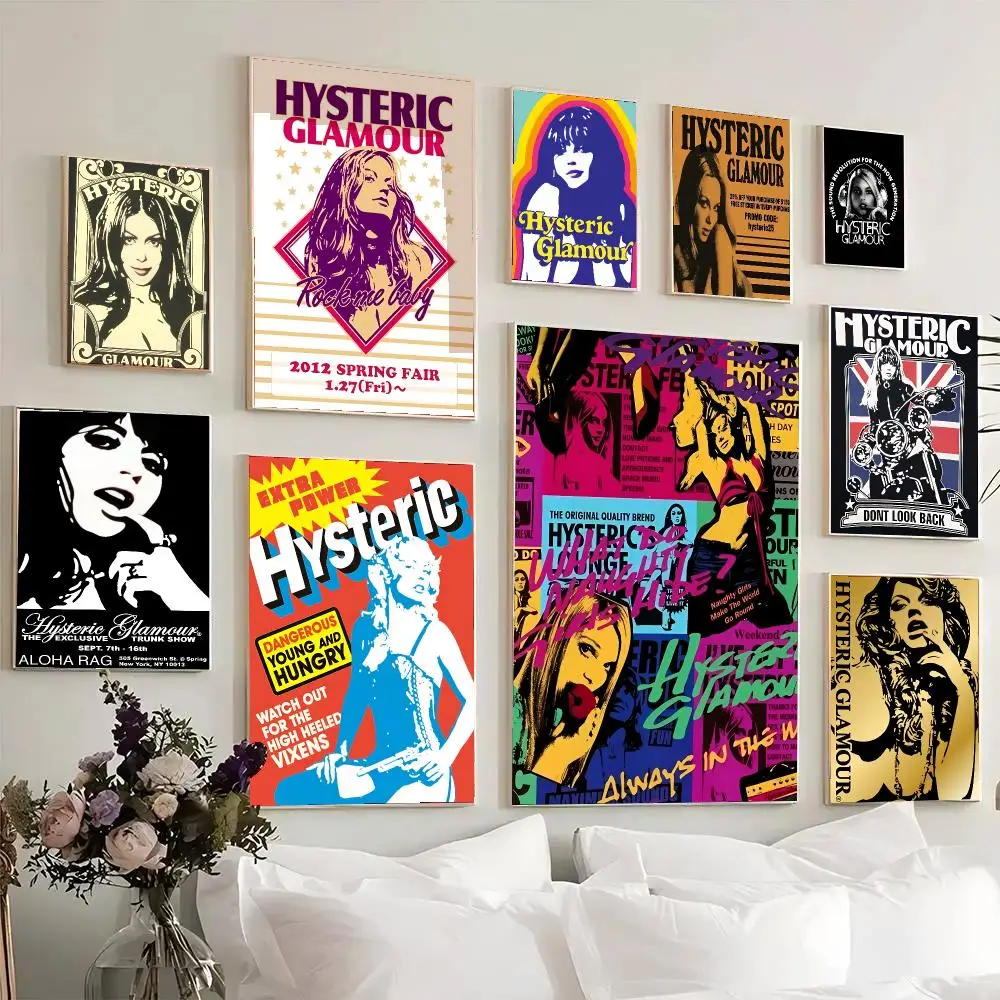 H-Hysteric Glamour Girl Painting Calligraphy Wall Art HD Canvas Oil Painting Posters Prints Home Bedroom Living Room Decor Gift
