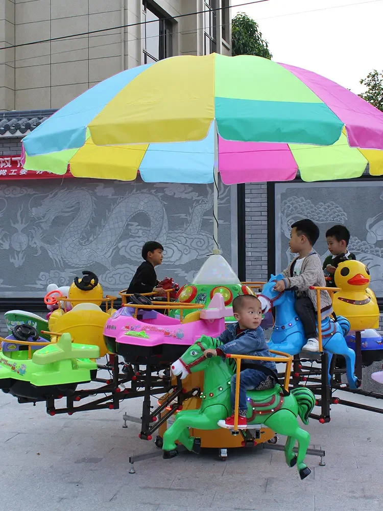 Carrusel de juguete para niños, equipo de entretenimiento, elevador simple, avión eléctrico, puesto cuadrado al aire libre