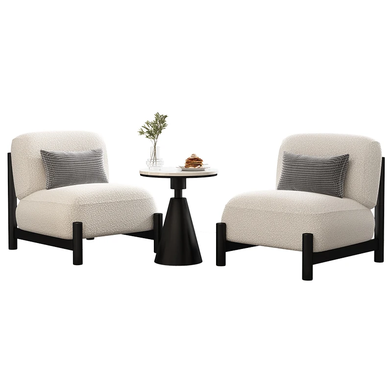 

Wabi wind leisure chair bedroom living room simple light luxury Internet celebrity balcony lamb wool single sofa chair