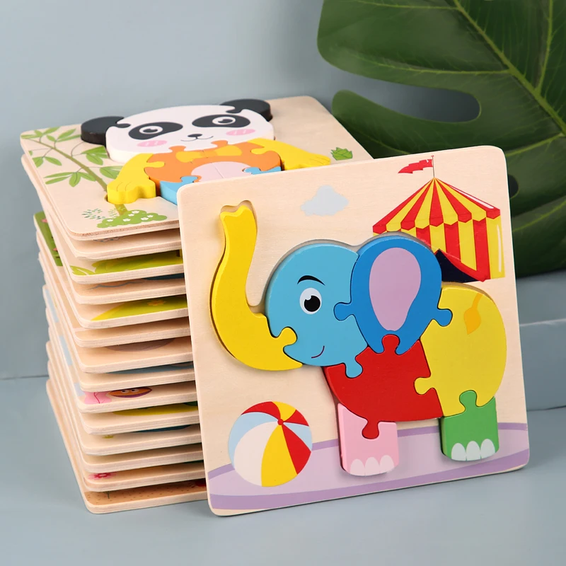 Houten 3D Puzzel Tangram Games Cartoon Dier Voertuig Patroon Kinderen Montessori Educatief Speelgoed Voor Kinderen Gift