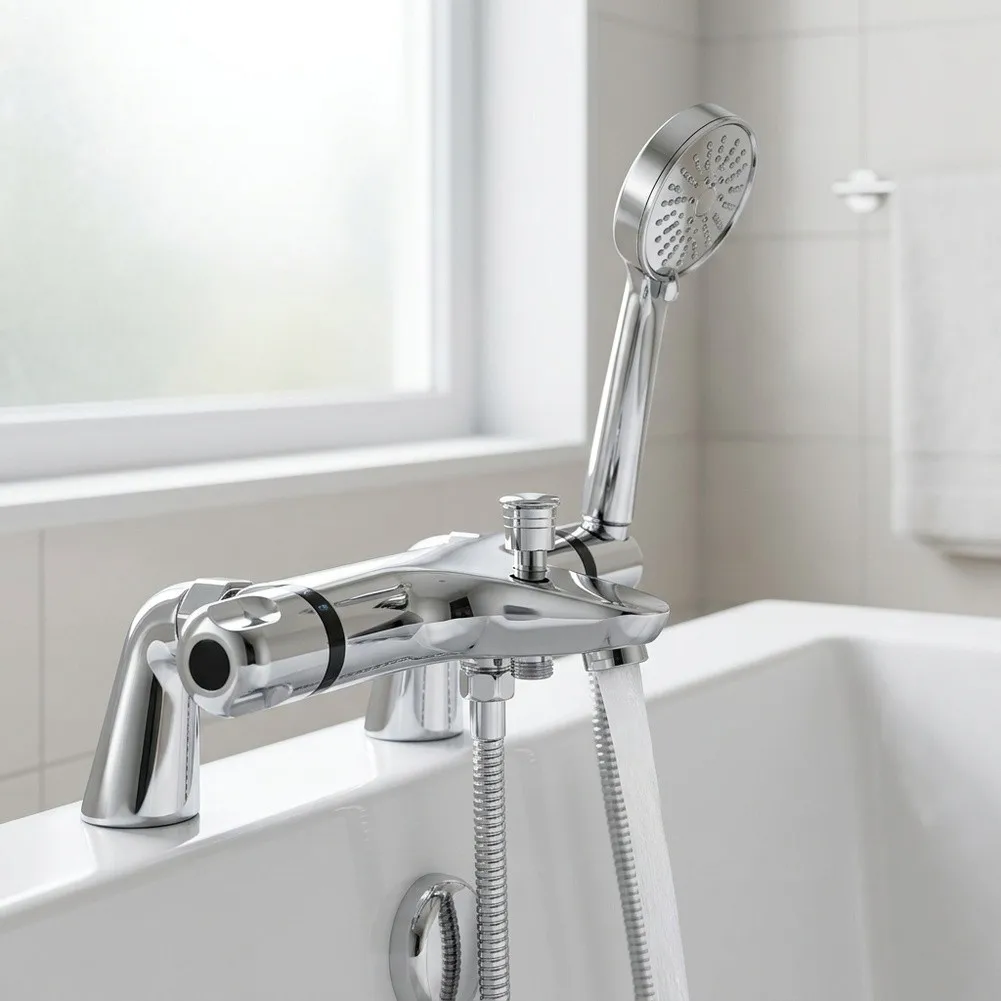 Brass Thermostatic Shower Mixer for Wall Mounted Chrome Finish 28cm Height for Consistent Water Temperature Control