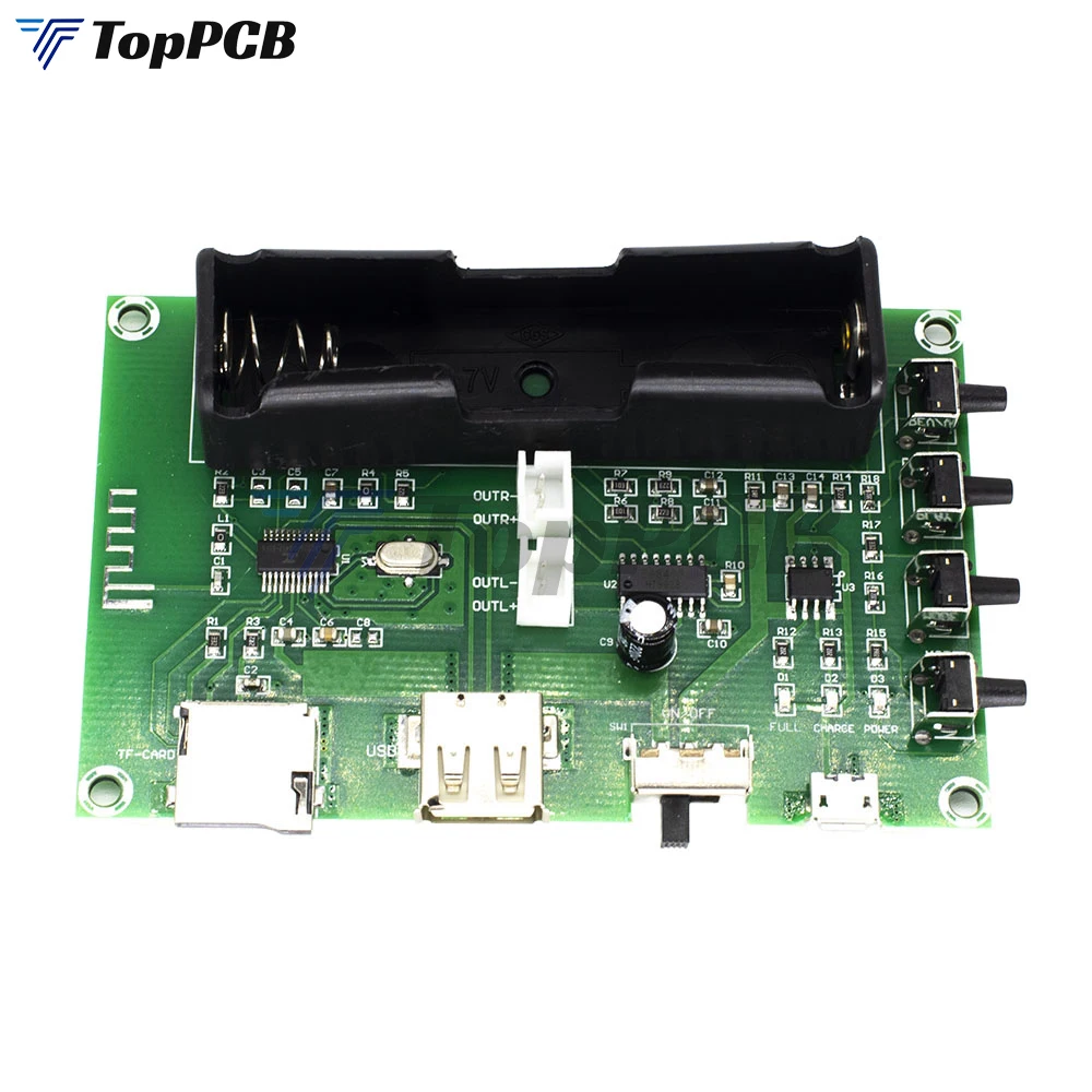 5W+5W PAM8403 Mini Bluetooth Audio Power Amplifier Board Onboard 18650 Lithium Battery UPS Power with USB TF Card for Speaker