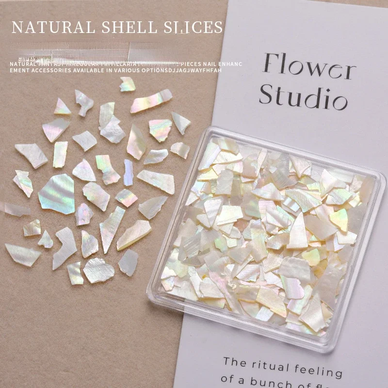 Aurora Shell Flocos para Nail Art, Abalone Nails Encantos, 3D Fatia Irregular, Shell Pedra Lantejoulas, Manicure Decoração Acessório