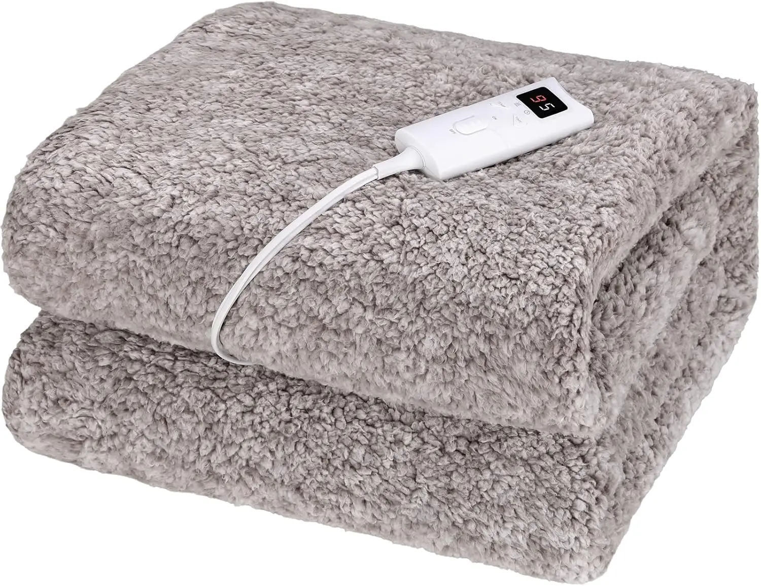 Couverture électrique nordique, couverture thermique confortable aspect fourrure, 9 températures, lavable en machine, minuterie 1-5H avec arrêt automatique, 180x130