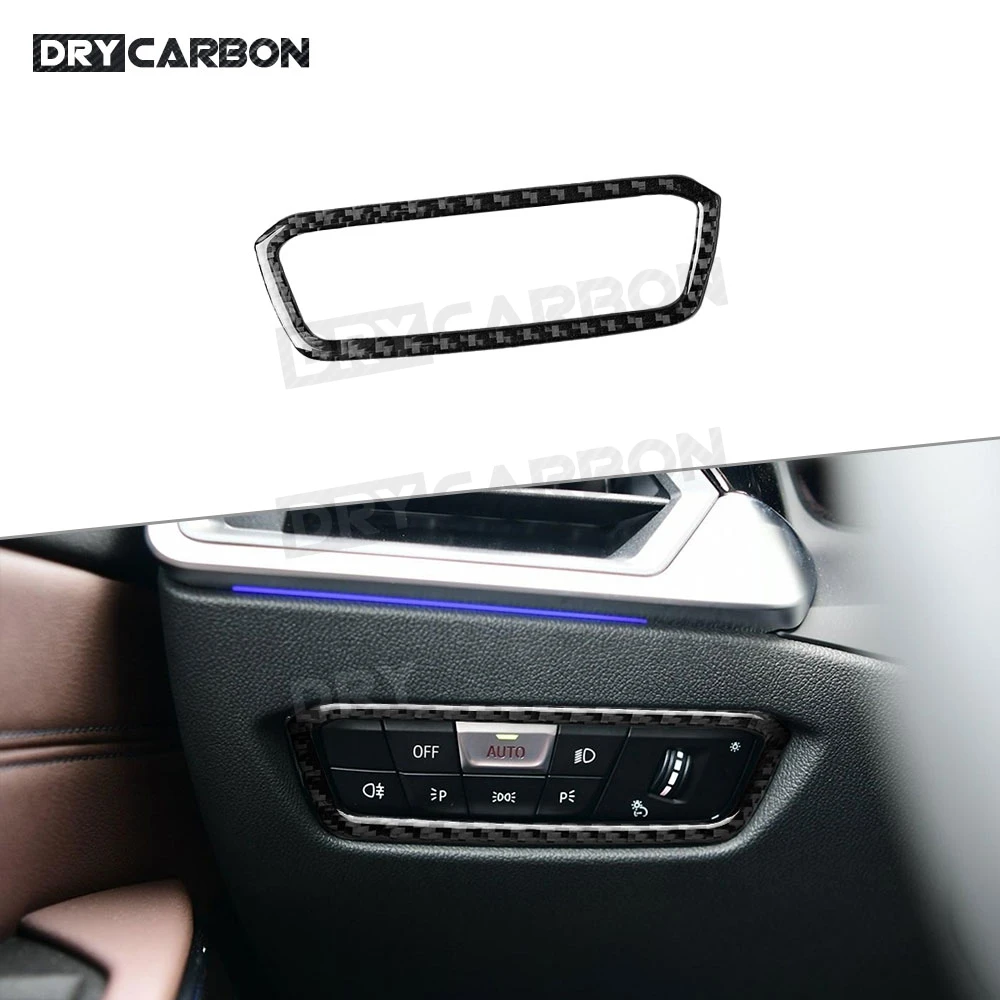 

Carbon Fiber Car HeadLamp Switch Buttons Trim Frame Cover Decorative Stickers For BMW 3 Series G20 G28 2019 2020 Accessories