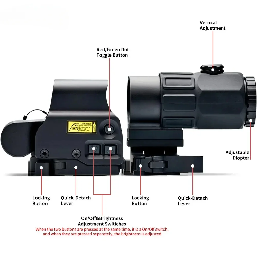 Hunting Holographic Collimator Sight Red Dot Optic Sight Tactical  Gear W/20mm Rail Mounts&Quick Detach Lever558+G45/G43/G33