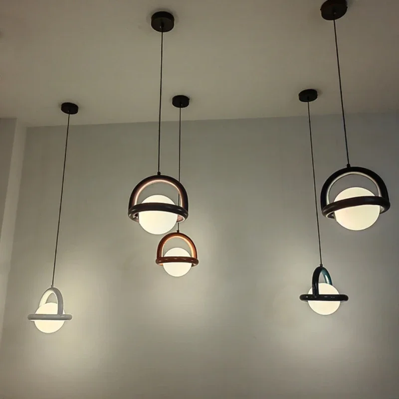TechHPModern LED Pendant Lights Acrylic Ball Black White Green Red Yellow Metal G4 Bulb Pendant