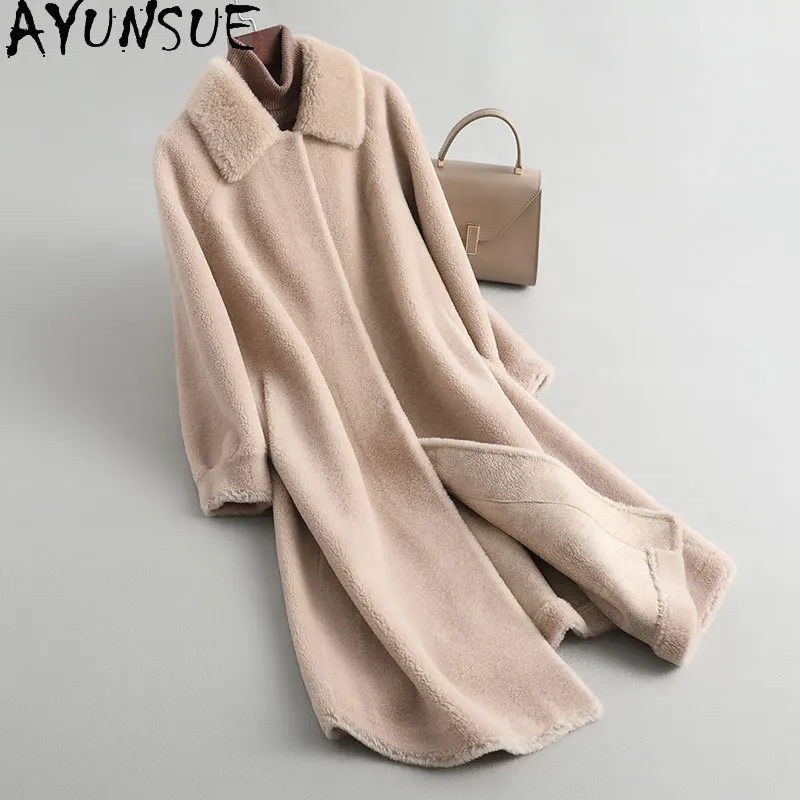 

Sheep Shearing Jacket Women Mid-length Warm Woolen Coat Autumn Winter Slim Wool Coat Women Fur Coat Casaco Inverno Feminino Zm