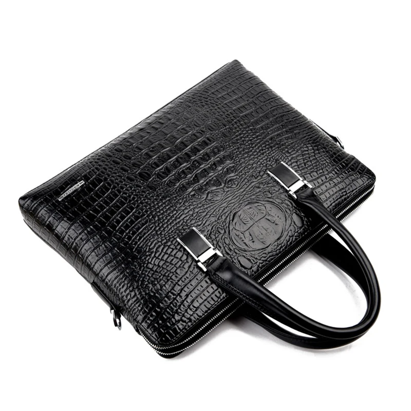 Bombes Case PU Leather Crocodile Alligator Sac à main fourre-tout pour homme, ordinateur portable 14, homme initié, sac de messager d'affaires, mari