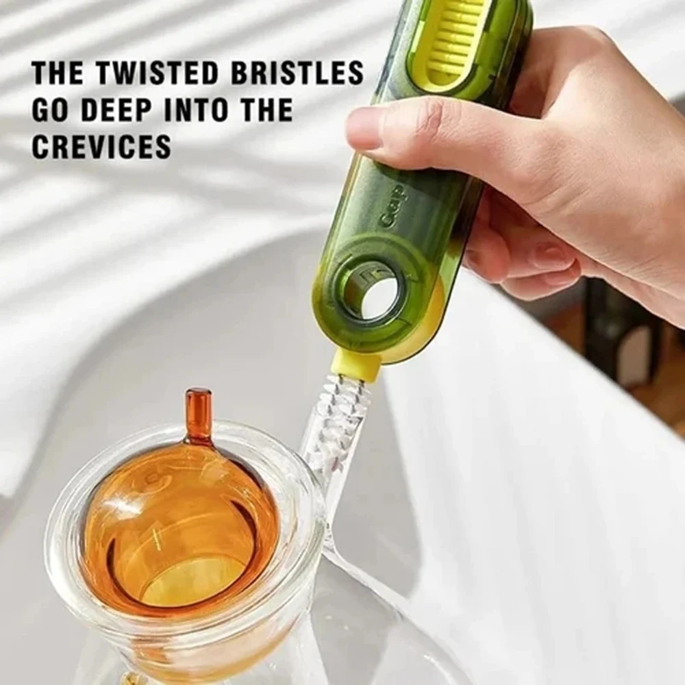Multifunctional Cup Cleaning Brush 3 in 1 Cup Mouth Scrubber Rotatable Kitchen Cleaning Brush Bottle Gap Cleaner Accessories