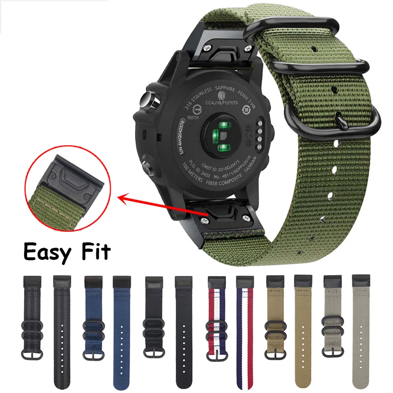 

20mm 22mm 26mm Nylon Strap For Garmin Fenix 5S 5 5X Plus/6S 6 6X/3 HR/TACTIX DELTA/Forerunner 935 Quick Fit Bracelet Accessories