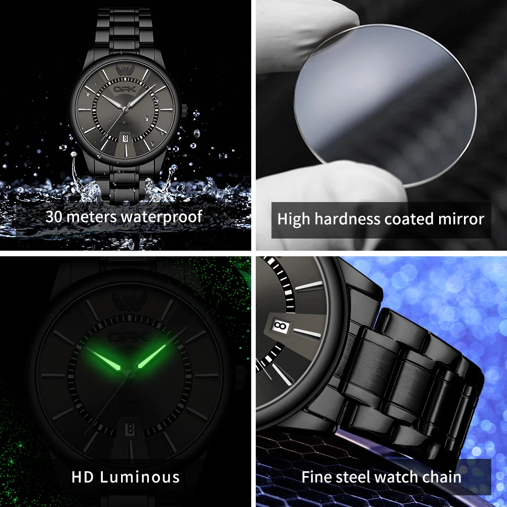 OPK 6036 Fashion Original Quartz Watch For Men Auto Date Business Hand Clock Waterproof Luminious Simple Calendar Man Watches