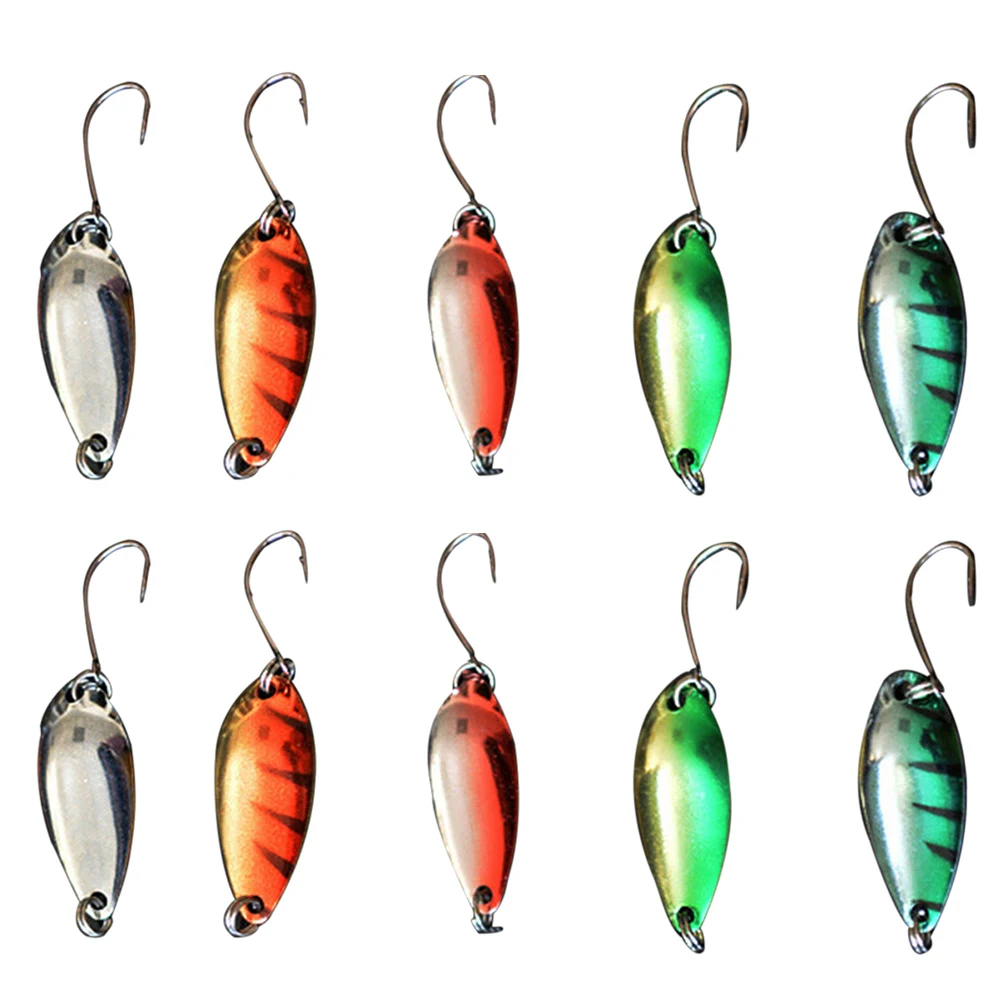 

5pcs Single Hook Lures Colorful Metal Fishing Baits Spoons Durable Tackle Set Bright Fish Attractors Horse Mouth Hooks