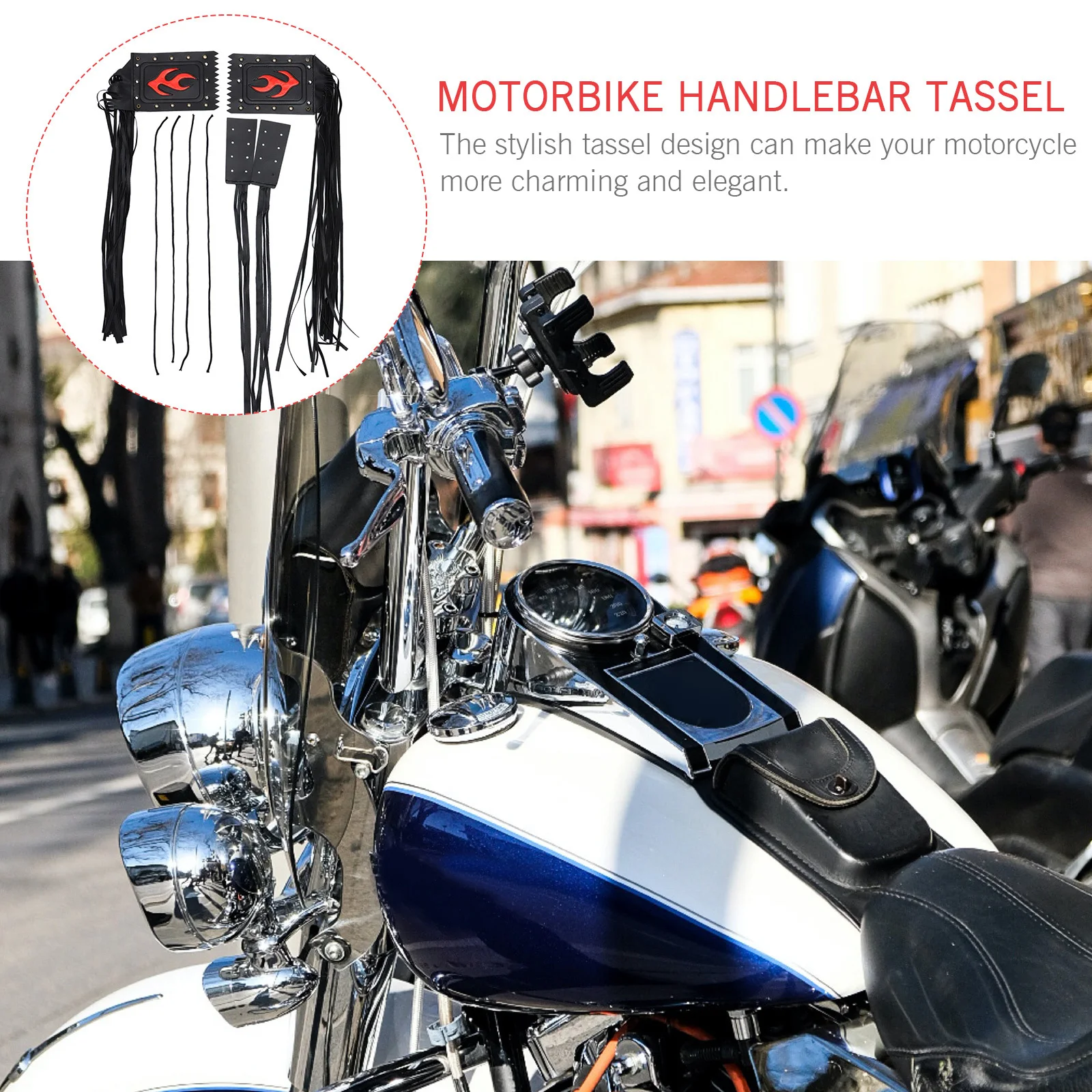 

1Pair High Quality Motorcycle Handlebar Tassel Smooth PU Fringe Cover for Motorbike Hand Grips Decor Trendy Protective Accessory