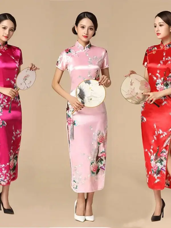 

Ретро Sle ort Sve с принтом, облегающая повседневная одежда средней длины, дышащая легкая женская традиционная китайская одежда...