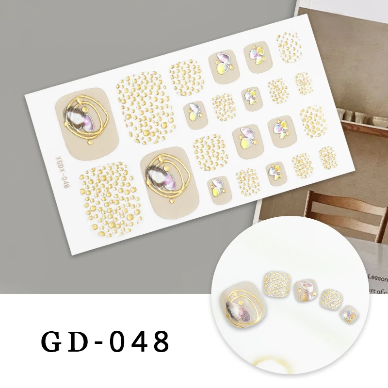 22Pcs/Sheet Summer Nail Sticker Feet Self Adhesive Stickers for Nails Glitter Decals for Manicure Shiny Decorations for Feet