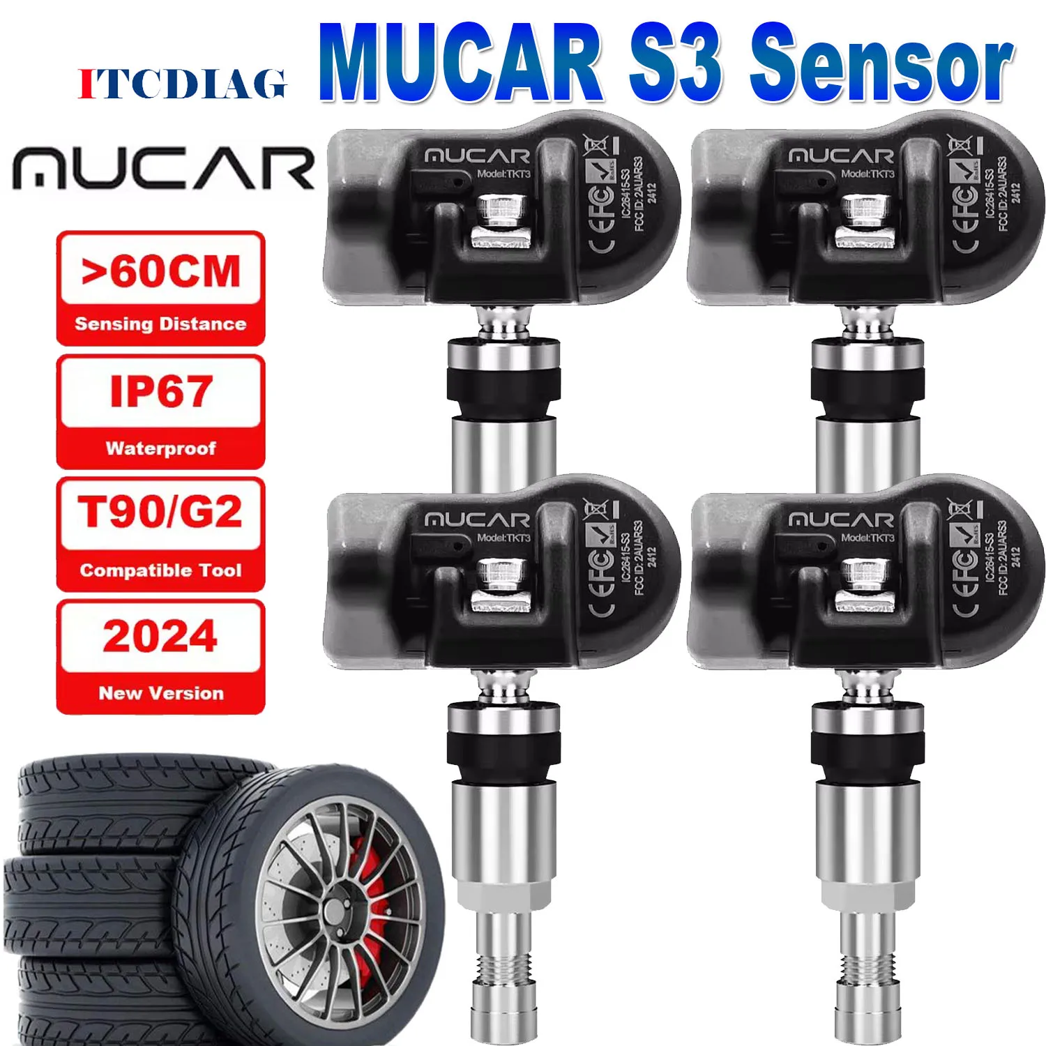 4pcs MUCAR TPMS S3 Upgrade of Thinkcar S3 S2 315MHz 433MHz Car Tire Pressure Sensor Activator Detector Tool Relearn Reset Progra