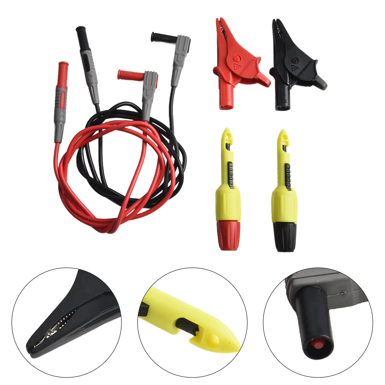 

Набор из 6 измерительных щупов для мультиметра с 4-мм разъемом, зажимами типа «крокодил» и пробивными зондами для электрических измерений до 1000В 20А