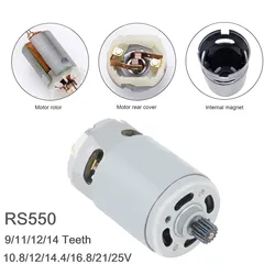 Rs550 21V Dc Motor 9/11/12/14 Tanden 10.8/12/14.4/16.8/25V Geborsteld Motor Voor Mini Houtkap Zaag Kettingzaag Elektrisch Gereedschap Accessoires