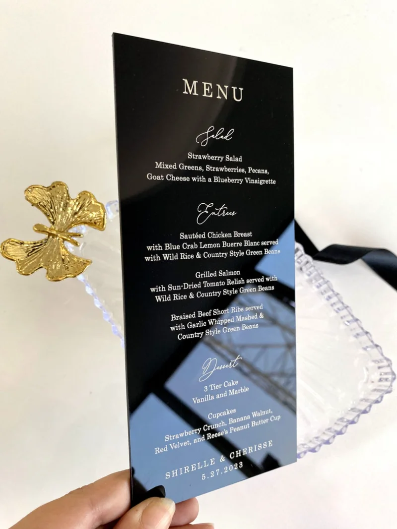 

Acrylic Menu Card Acrylic Wedding Menu Mirror Wedding Menu Acrylic Wedding Reception Card