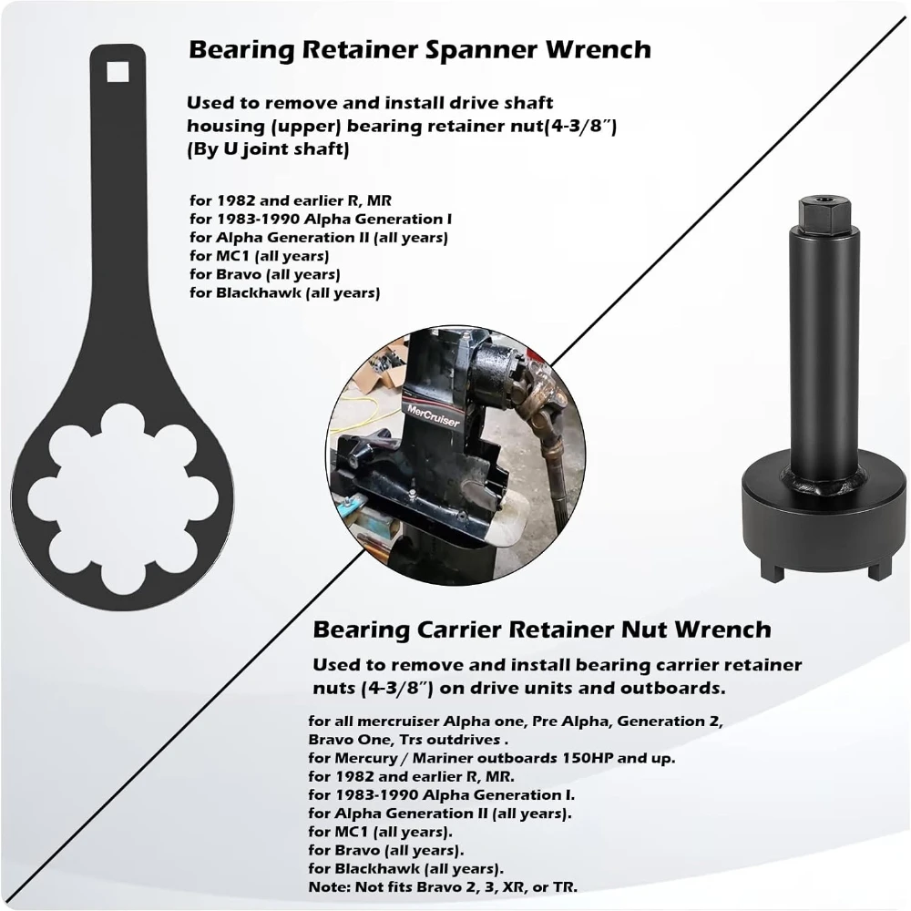 Bearing Retainer Spanner Wrench & Carrier Retainer Nut Wrench Tool fits for Mercruiser Alpha 1 Gne2 Bravo 1 Replace 90100