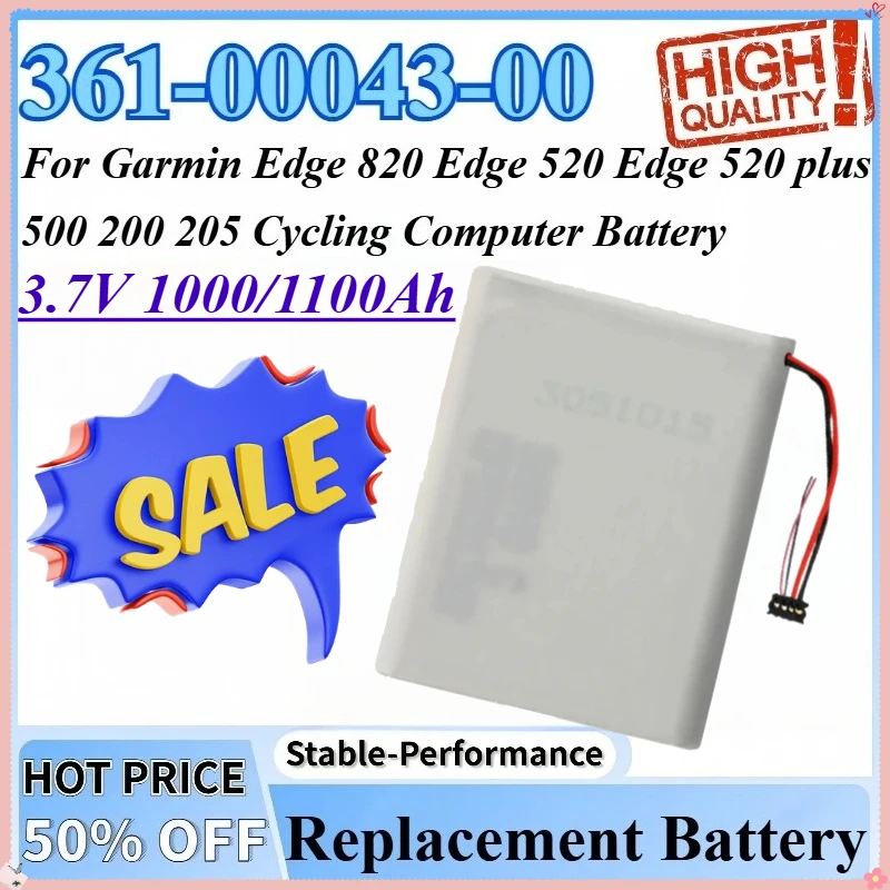 

3.7V 1/1.1Ah Replacement Battery 361-00043-00 For Garmin Edge 820 Edge 520 plus Edge 520 500 205 200 Cycling Computer Battery