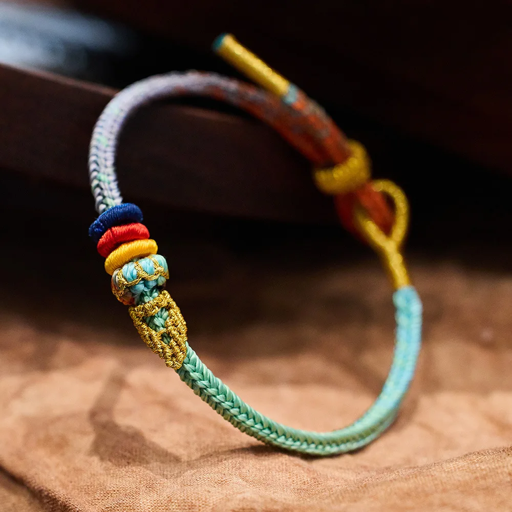 Seven-color Pen Ashore Lucky Buddha Knot Red Rope Men and Women High School Entrance Examination Colorful  Lovers Accessories