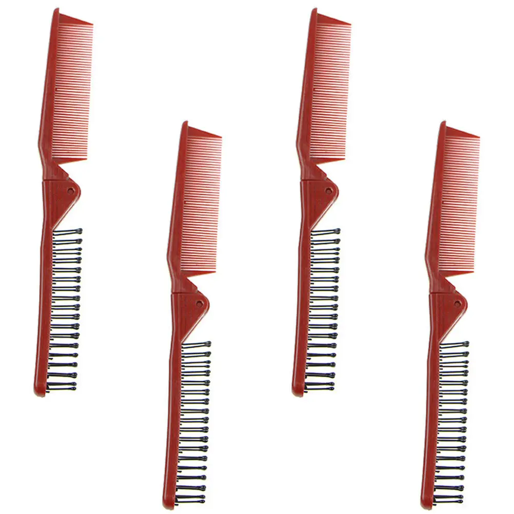 

4Pcs Foldable Combs Space Saving Pocket Combs for Men Women Travel Daily Use Plastic Partition Hairdressing Styling Comb