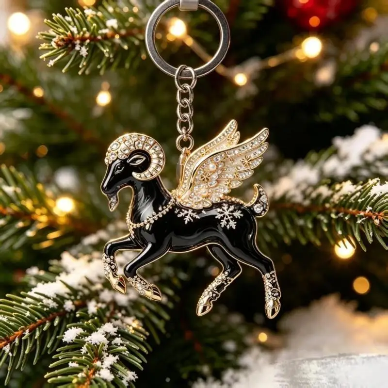 1 Stück Acryl-Ziegenanhänger 2D Schlüsselanhänger Niedliche Tier-Hängeornamente für Weihnachtsfeier Neujahrsgeschenke – Detail 7