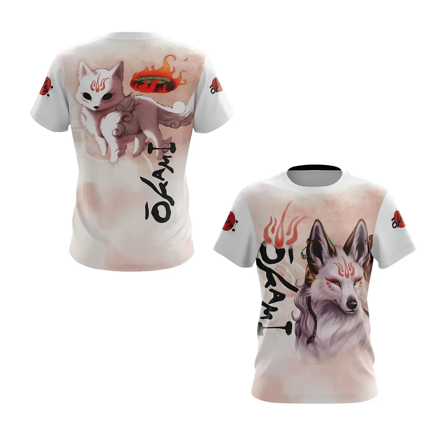 Okami Fox-T-shirt imprimé en 3D pour hommes et femmes, haut à manches courtes, col rond, dessin animé, loisirs, haute qualité, été, 2024