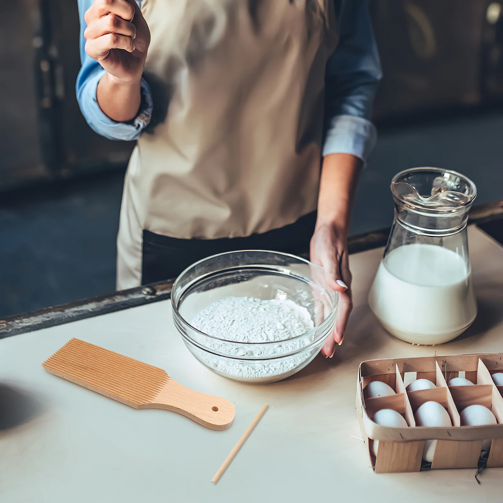 

1 set 1 Set Wooden Gnochi Board With Rolling Rod For Pasta Making Cavatelli Shaping Kitchen Accessory Baking Tool Home Cooking