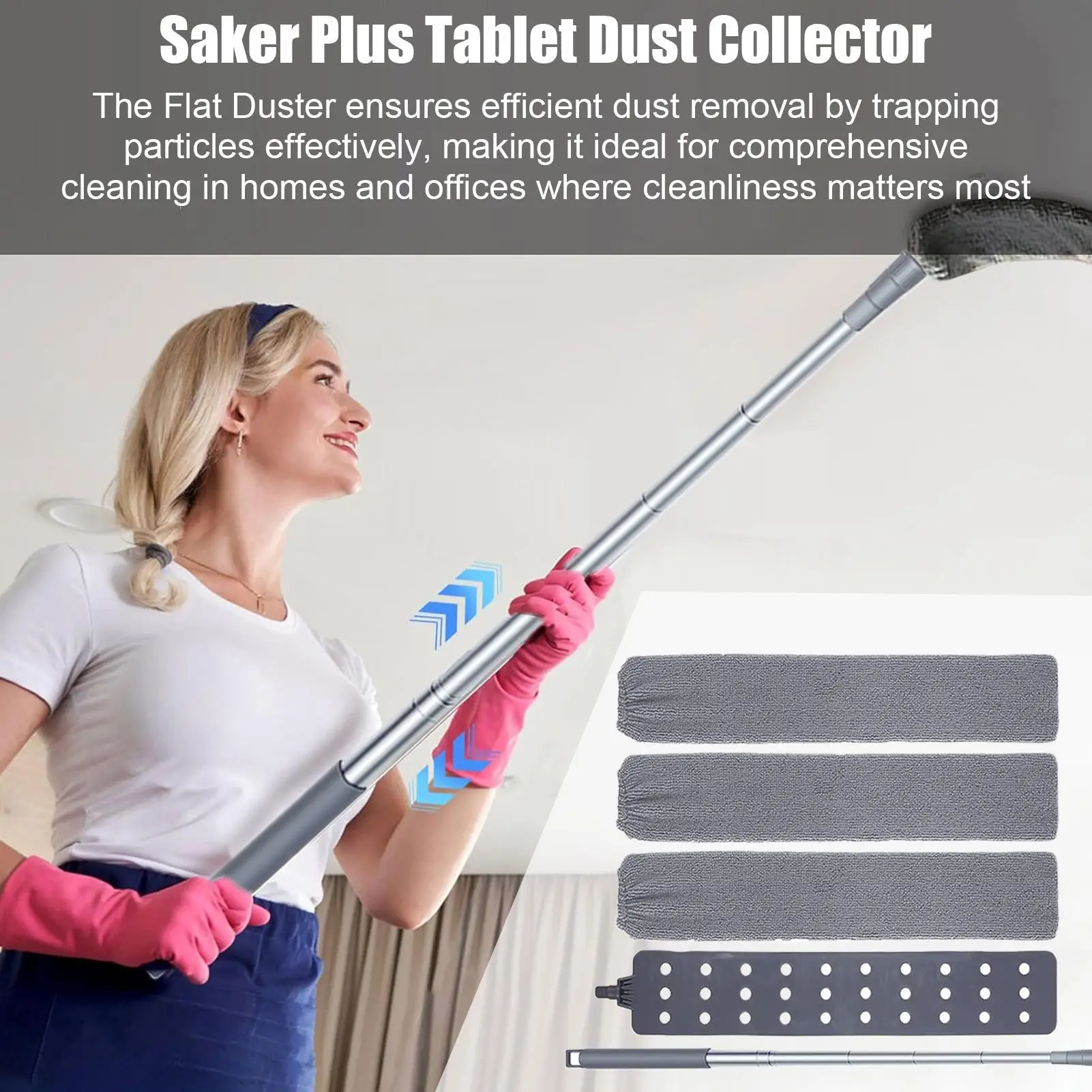 Under Furniture Duster Retractable Flat Mop Tablet Dusting Mop For Home Bathroom Outdoor Window Blinds Baseboard Tile Wall