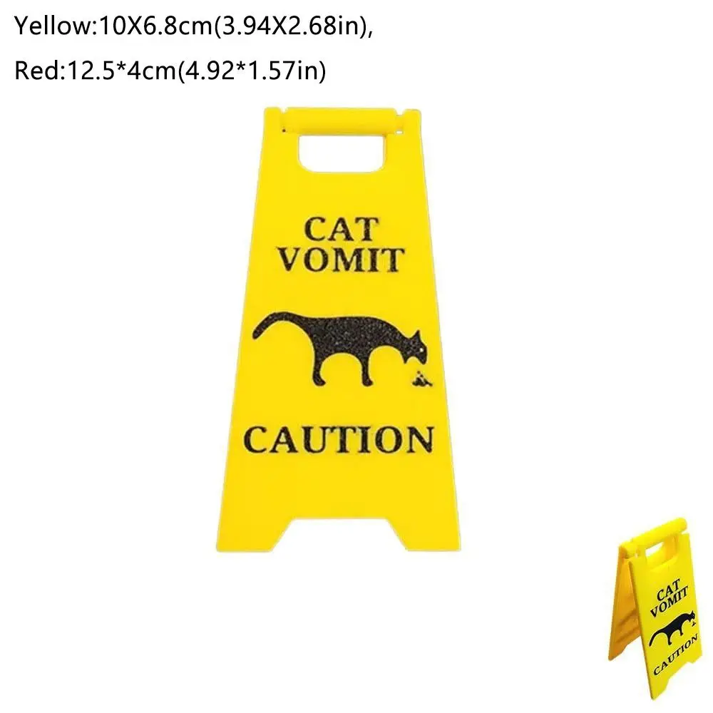 Durable Funny Cat Vomit Sign Bright Yellow Gift Warning Sign Dog Vomit Sign