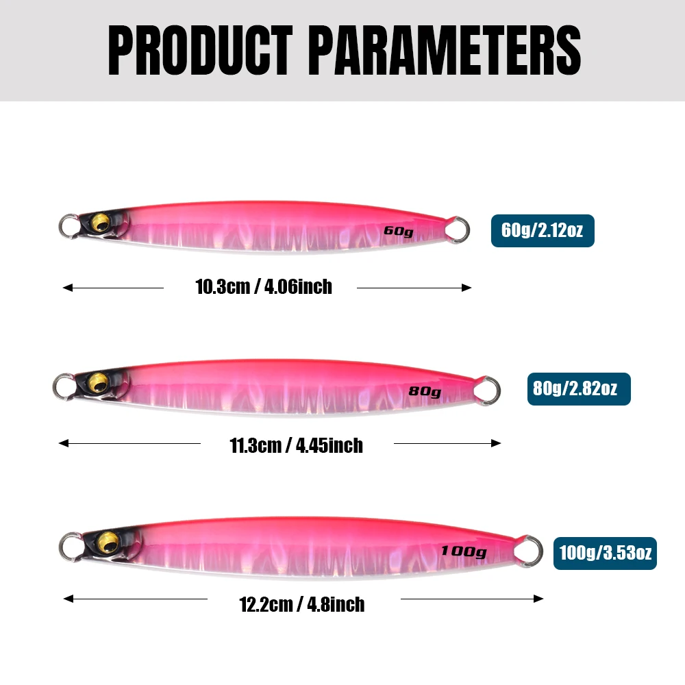 JIGGING PRO 60g 80g 100g Slash Beat Metal Jig Przynęta do jigowania w wodach słonych, pionowego jigowania, świecąca przynęta wędkarska, sprzęt wędkarski — zdjęcie 3