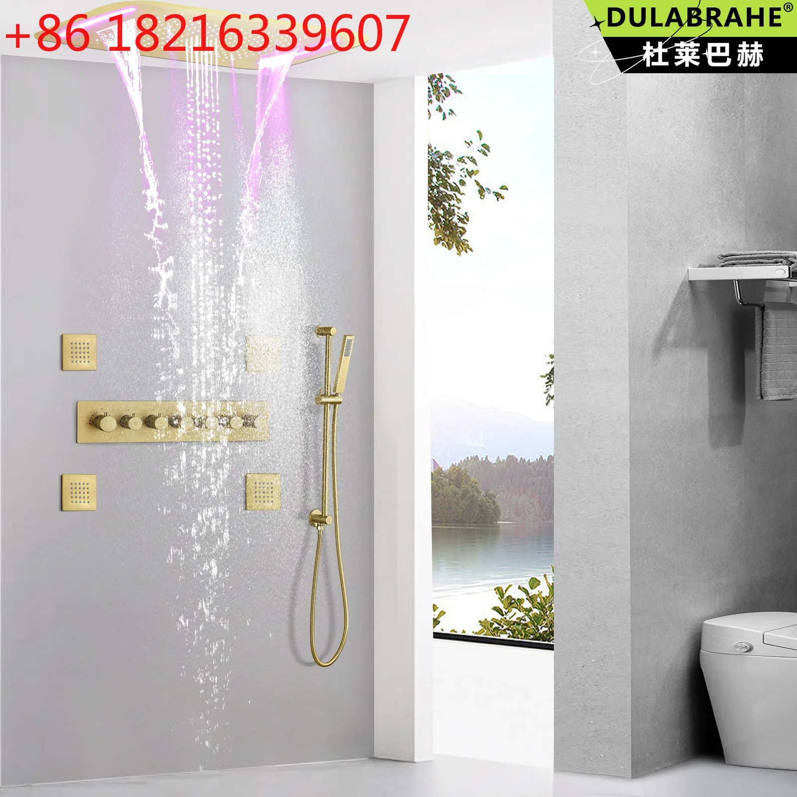 

Душевой комплект со скрытым потолочным креплением 710*430 мм и светодиодной подсветкой для ванной