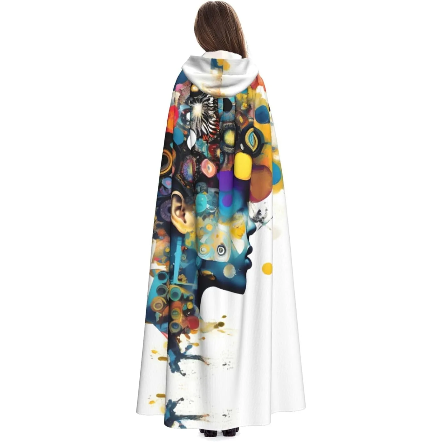 

Artificial Intelligence Brain Print Adults Hooded Cloak Halloween Christmas Witch Cape Robe Costume Party Supplies