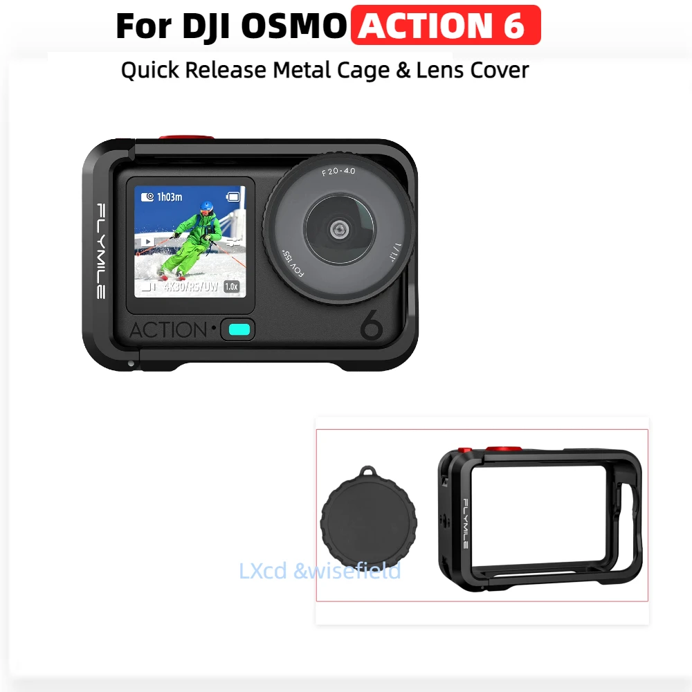 

For DJI OSMO ACTION 6 Quick Release Metal Rig Rabbit Cage Protective Case Frame & Lens Cover ,Bezel Protector Accessory