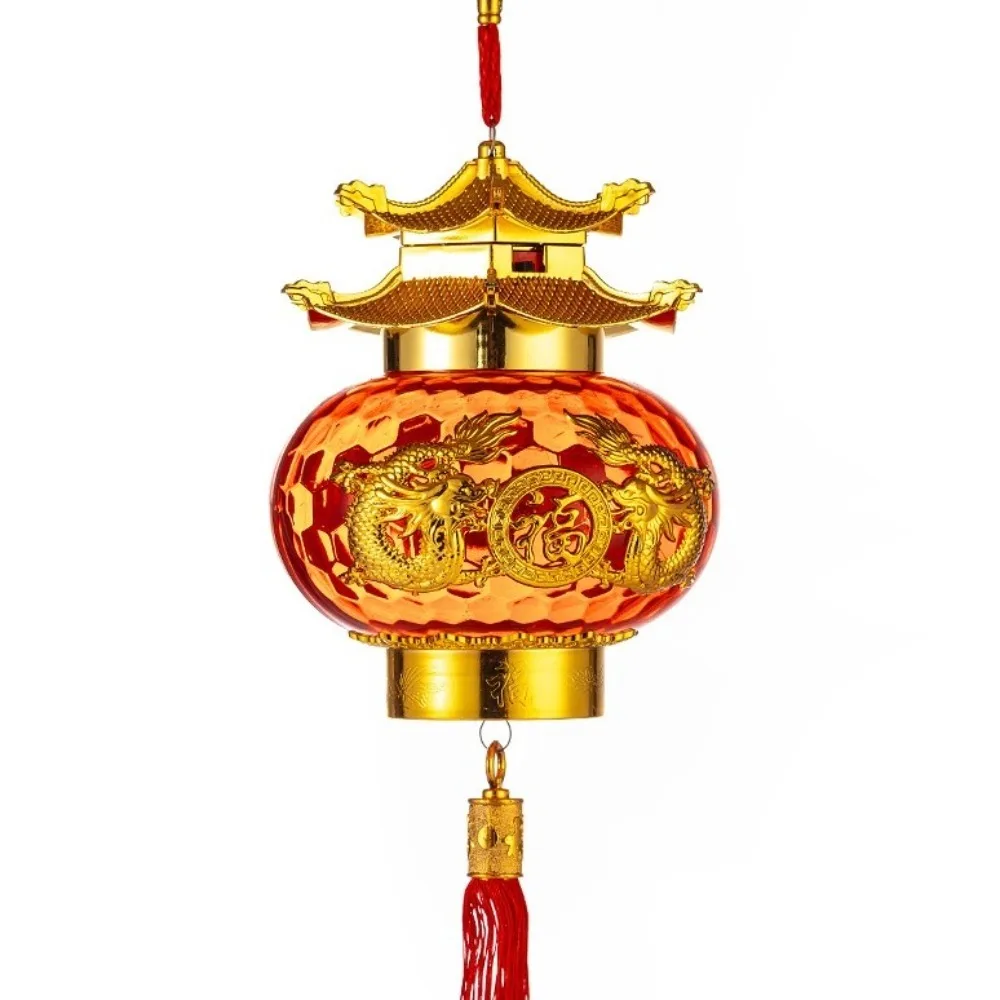 

Hot Stamping Relief Spring Festival Lanterns Handmade Chinese Style New Year Pendants with Tassel Glowing Handheld Lantern