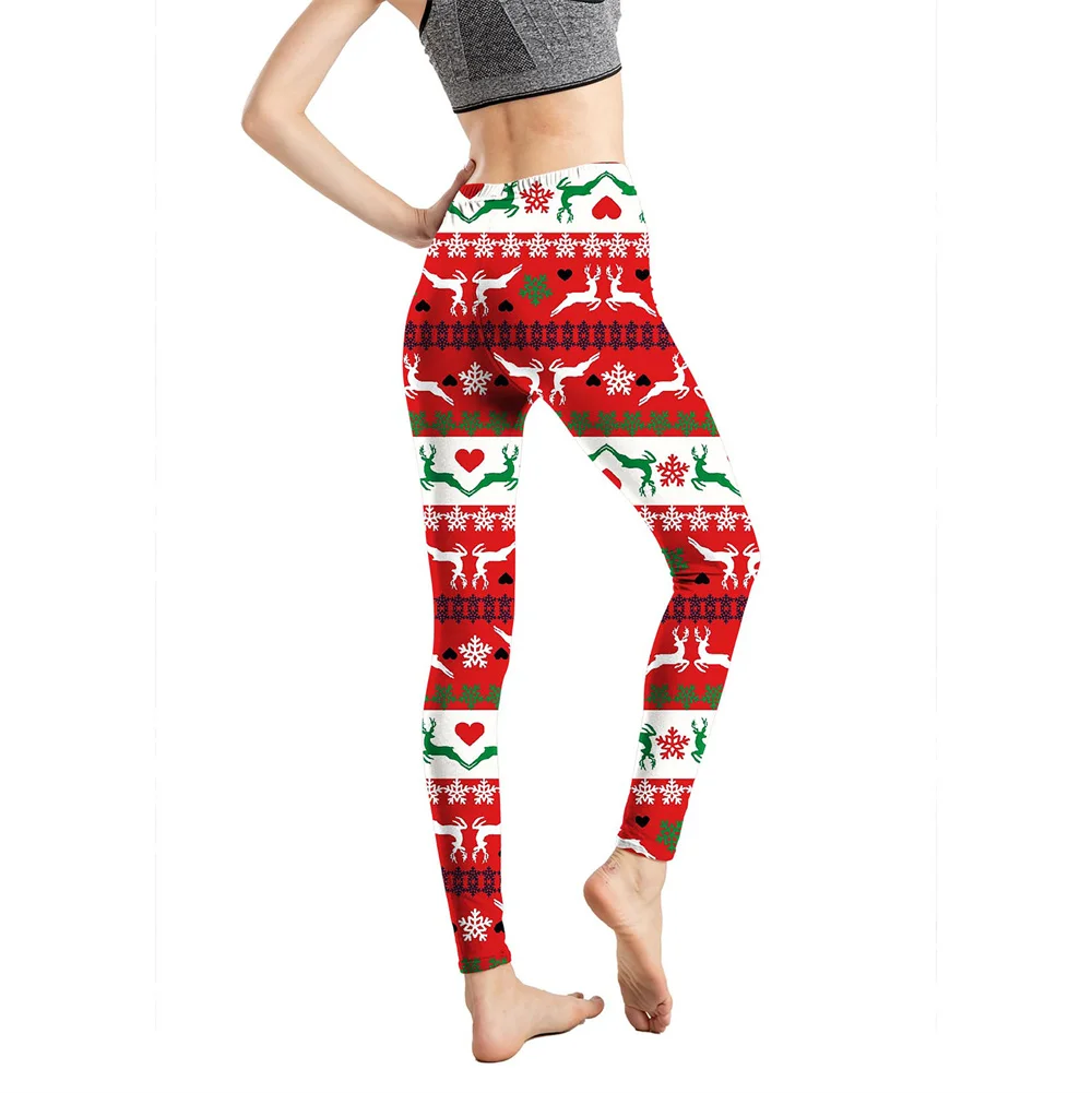 DOIAESKV Leggings de mujer Sexy vestido de Navidad Push Up Hip Yoga pantalones ejercicio correr Leggings pantalones de Navidad pantalones largos de fiesta