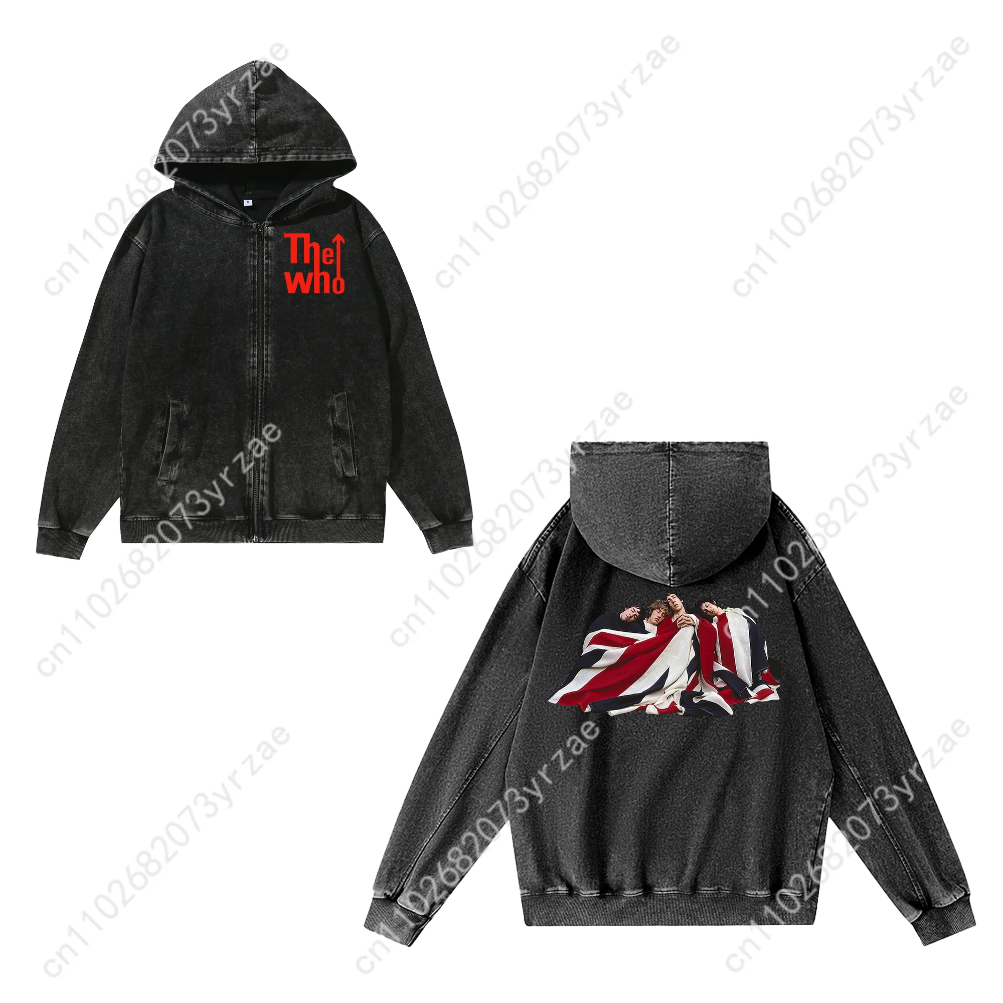 The Who Zipper البلوز رجل امرأة مراهق ريترو هوديس خمر شخصية البلوز قميص العرق كامل البريدي مخصص سترة