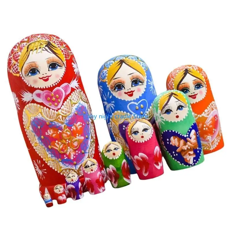 

J2FF 10Layers Russian Matryoshka Nesting Dolls Traditional Babushka Hand Painted Stacking Toy Table Display Figurines