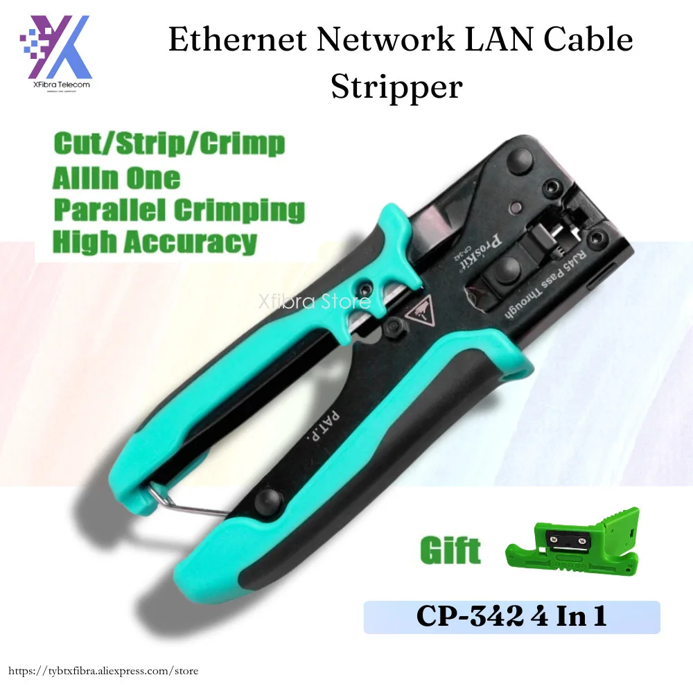 4 In 1 Ethernet Netwerk LAN Kabel Stripper Proskit CP-342 Draadtang 8P8C RJ45 Geperforeerde Kristallen Hoofd Krimptang