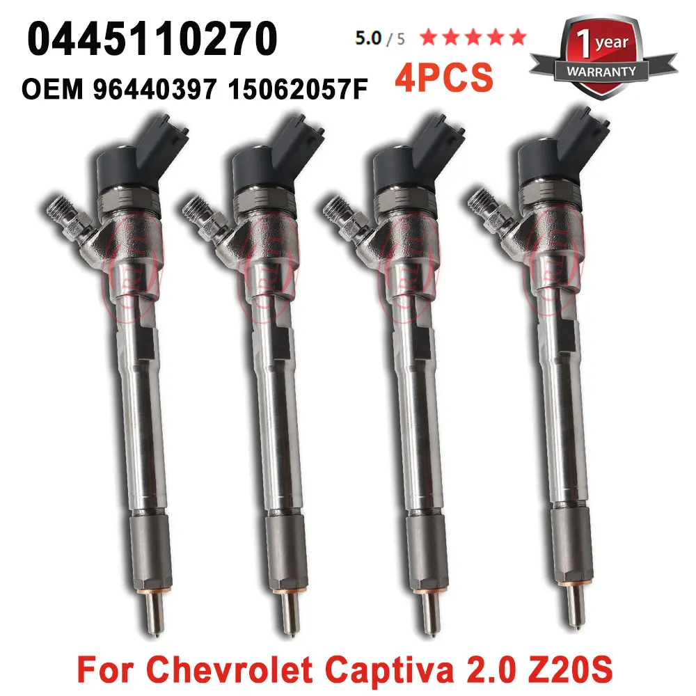 4PCS New 0445110270 Common Rail Fuel Injector 0 445 110 270 For OPEL VAUXHALL Z 20 DM Engine OEM 96440397 15062057F 0445 110 270