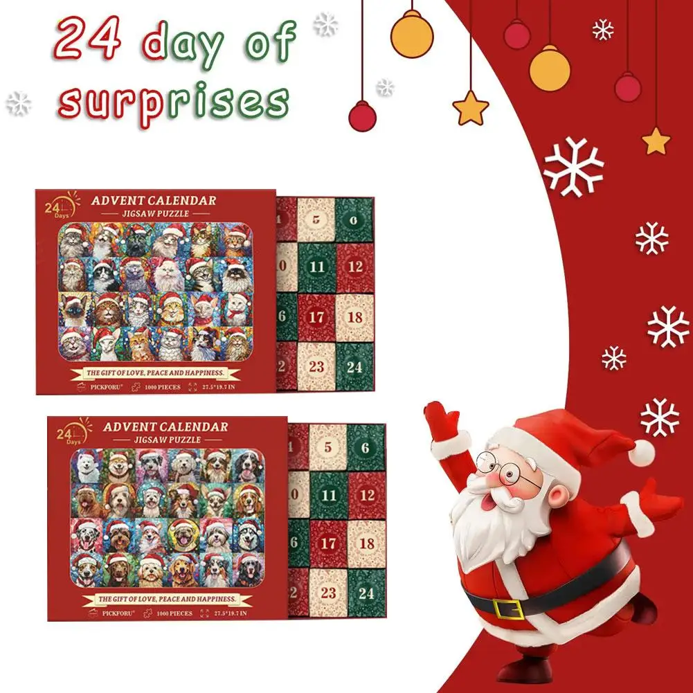 Jigsaw Puzzle Advent Calendar Home Decoration 24 Days Christmas Countdown Calendars Puzzles Christmas Puppy Advent Calendar 2024