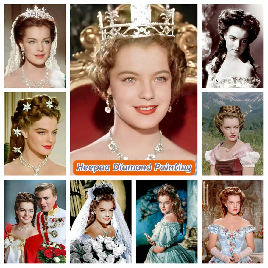 Sissi princesa película 5d pintura de diamante arte taladros completos Romy Schneider retrato 5d Diy mosaico punto de cruz artesanía decoración del hogar