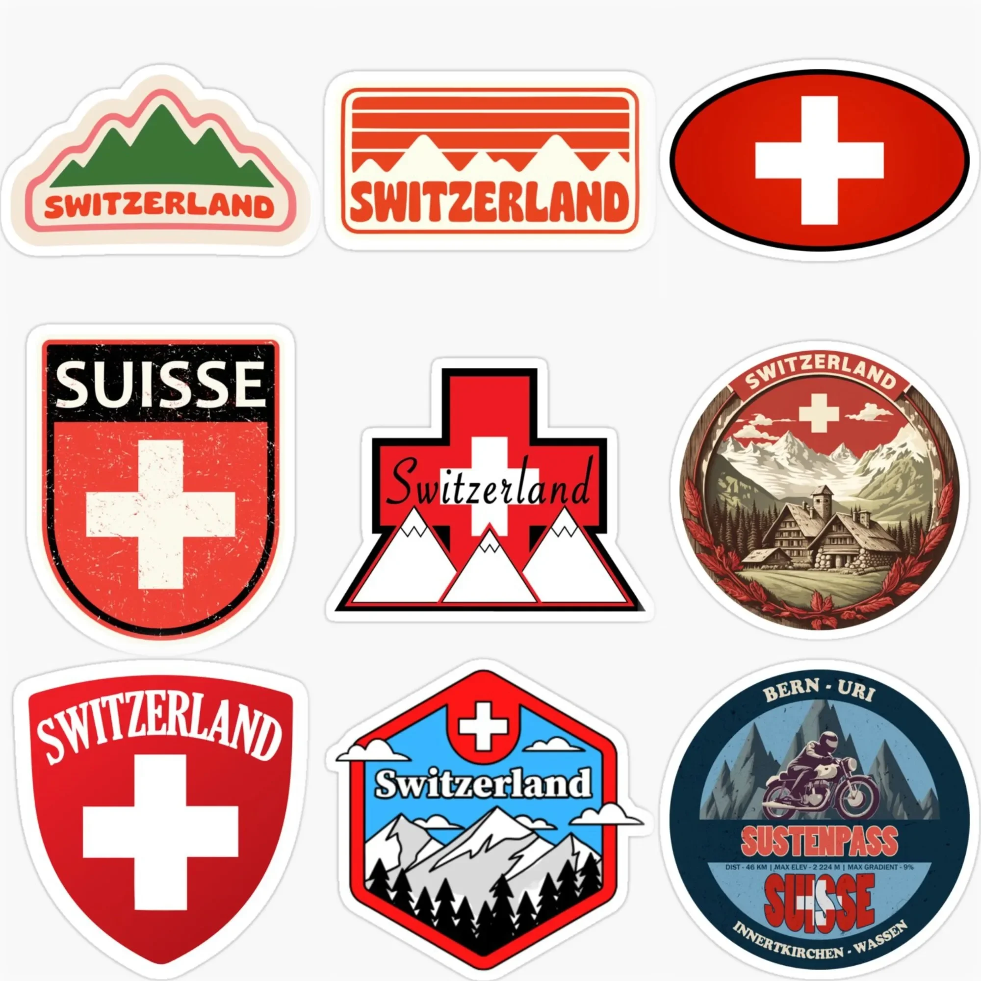 

Switzerland Flag Mountain Creative Stickers Customizable Size Car Bicycle Window Van Wall Helmet Fridge Decal