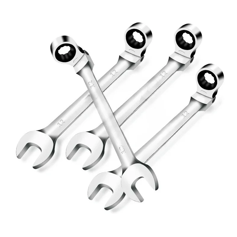 Chave Catraca de 72 Dentes com Cabeça Flexível e Acabamento Espelhado, Conjunto de Ferramentas Manuais de 6mm-32mm para Reparos Automotivos e Domésticos